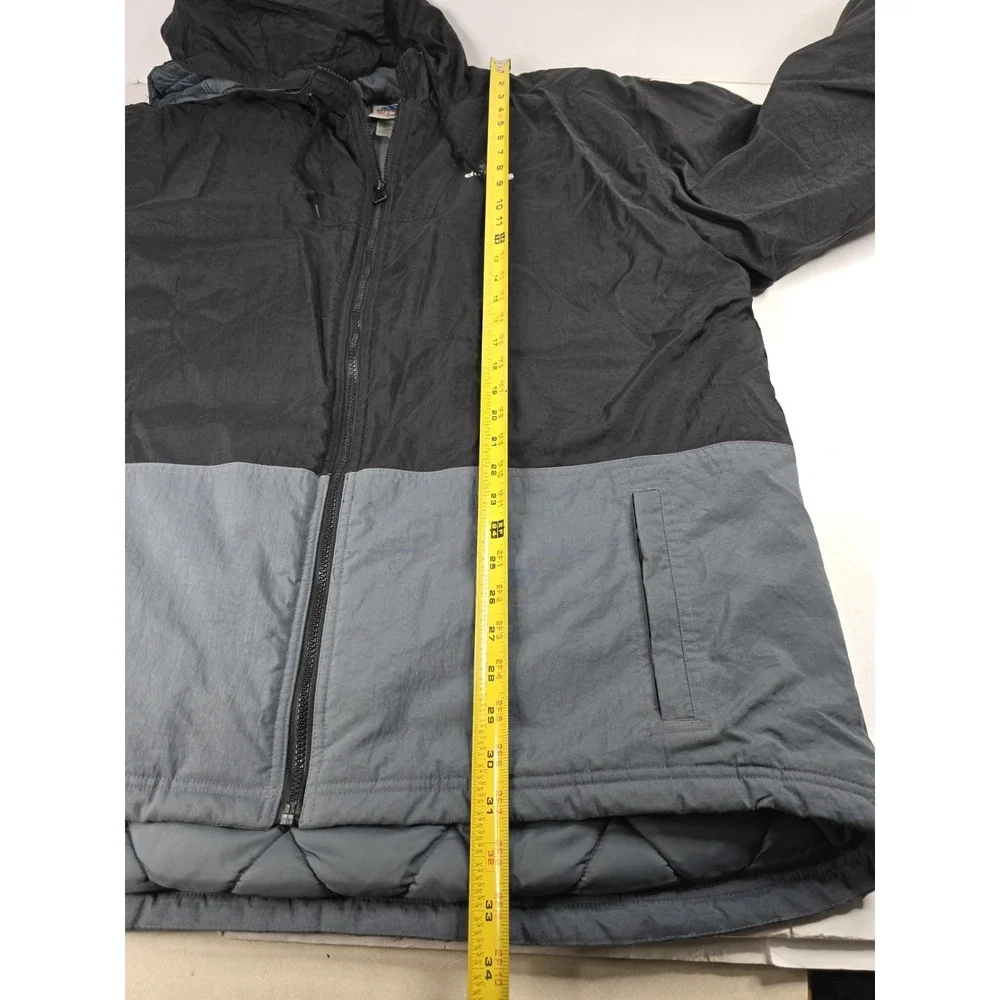 Vintage Adidas Black Gray Winter Hooded Oversized Quilted Jacket Mens Size Large